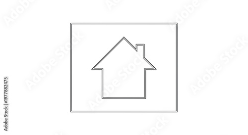 Minimalist House Icon Outline Vector Art, Simple Home Symbol on White Background
