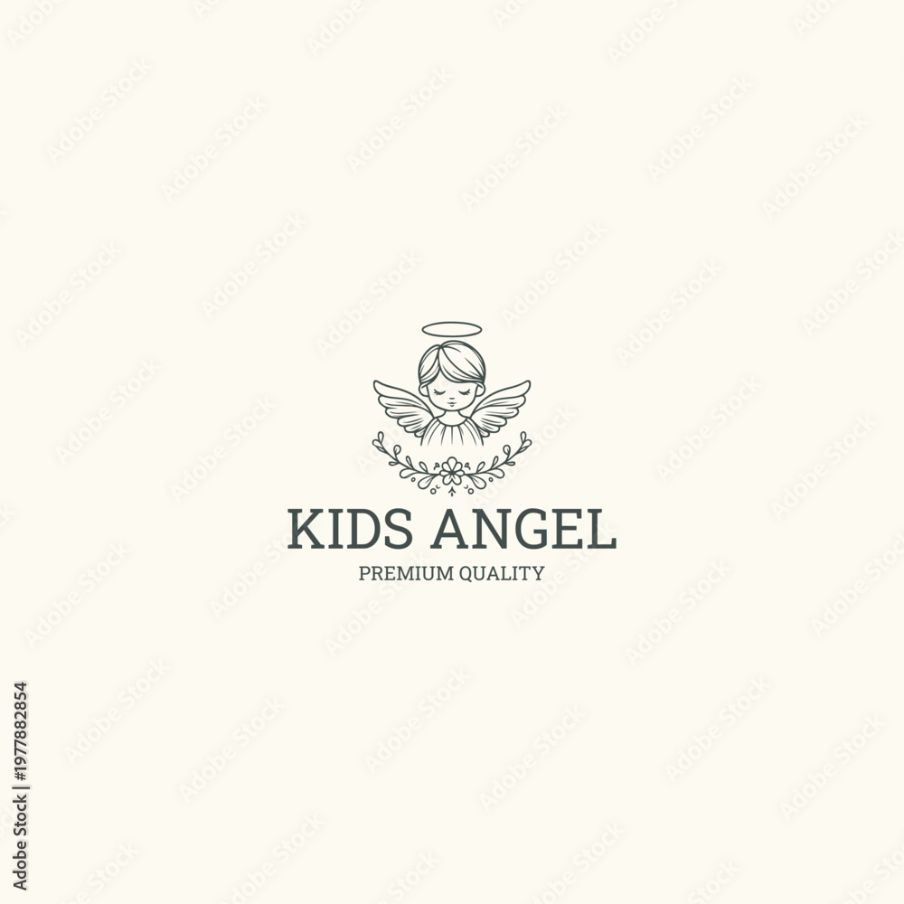 Fototapeta premium Kids angel logo design template vector illustration