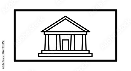 Classic Building Facade Icon: Government, Education, or Finance Symbol