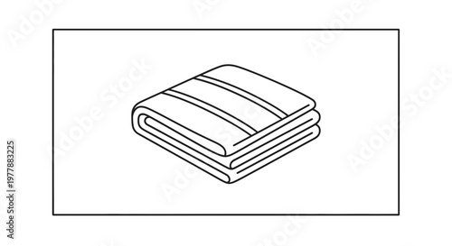 Clean Folded Towel Icon, Simple Line Art Illustration