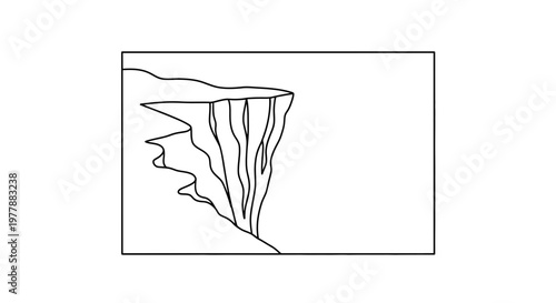 Cliff Edge Landscape Line Art Illustration