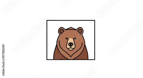 Close-up Portrait of a Fierce Brown Bear Head in a Square Frame