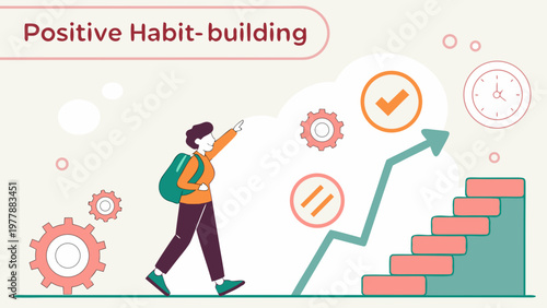 vector illustration of a happy woman with a sign