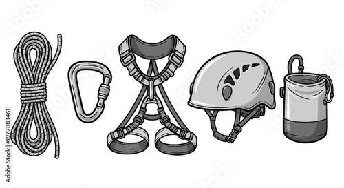 Climbing gear equipment for rock climbing.