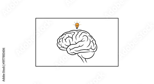Brain With Light Bulb Idea Symbol, Innovation Concept