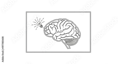 Brain With Light Bulb Idea Symbol, Innovation Concept, Creative Thinking, Neuroscience