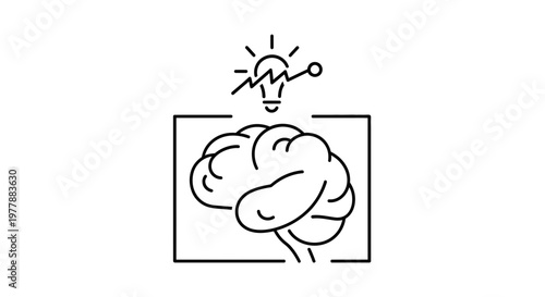 Brain With Light Bulb Idea Symbol, Innovation Concept, Creative Thinking, Problem Solving, Insight