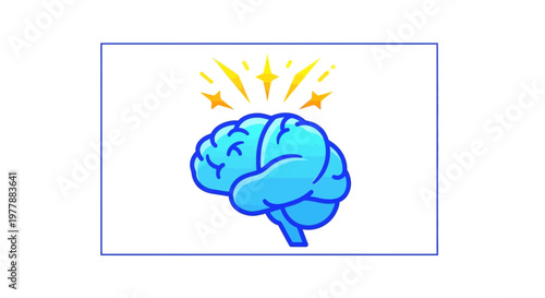 Bright Blue Brain with Glowing Stars, Symbolizing Idea, Innovation, and Intelligence
