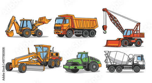 Heavy Construction Equipment Vehicles.