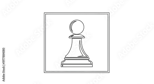 Black and White Chess Pawn Icon Outline Vector Illustration