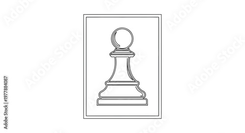 Black and White Chess Pawn Icon, Minimalist Game Piece Silhouette, Strategy Symbol