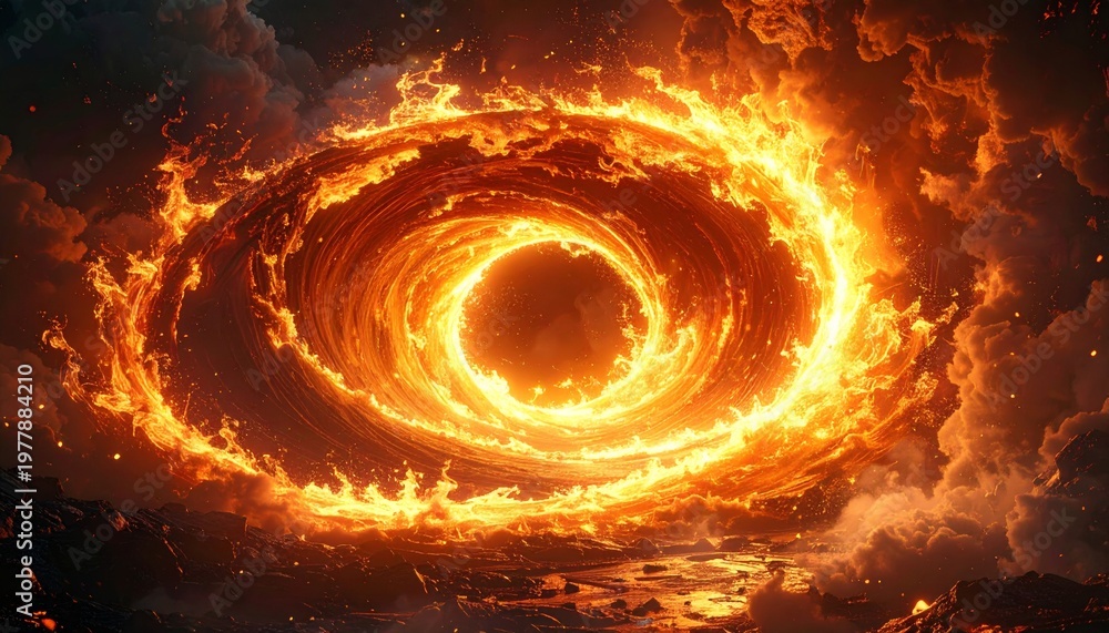 Fototapeta premium Vortex of fire and flames swirling.