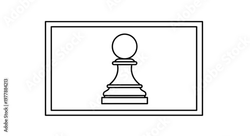 Black and White Pawn Chess Piece Icon on White Background