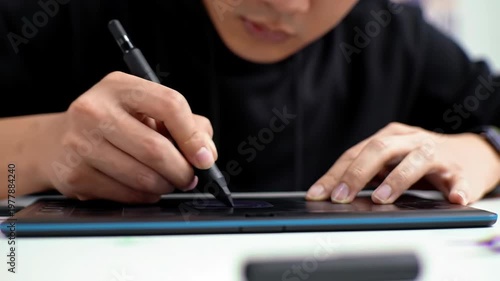 Person Using Graphics Tablet.