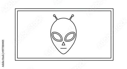 Alien Head Icon, Extraterrestrial Face Outline, UFO Symbol, Sci-Fi Concept