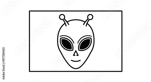Alien Head Icon, Extraterrestrial Face Symbol, Sci-Fi Character, UFO Concept