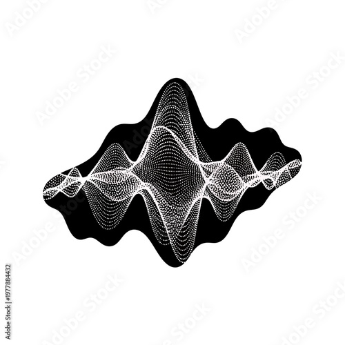 Black and White Audio Waveform Vector Illustration