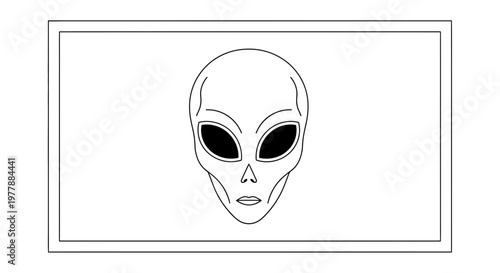 Alien Head Icon, Extraterrestrial Face, UFO Symbol, Sci-Fi Concept, Minimalist Line Art