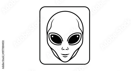 Alien Head Icon, Extraterrestrial Face, UFO Symbol, Sci-Fi Concept