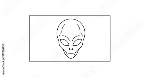 Alien Head Icon, Extraterrestrial Symbol, UFO Concept, Sci-Fi Art, Simple Line Drawing