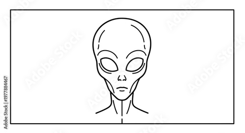 Alien Head Illustration - Extraterrestrial Being Face, Sci-Fi Concept