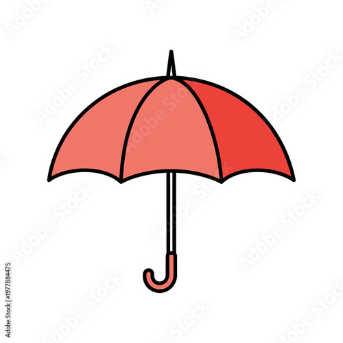 Red Umbrella Icon Vector Illustration Isolated on White
