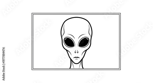 Alien Head Illustration, Extraterrestrial Face, Sci-Fi Concept Art, Mysterious Being