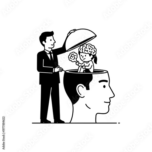 Concept of mental health and inner child in psychology illustration