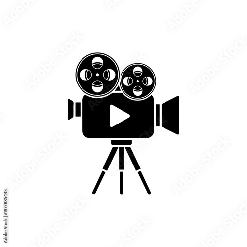 Vintage film projector icon on a white background
