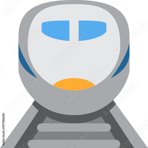 Sleek train icon emerging from tunnel represents modern transport