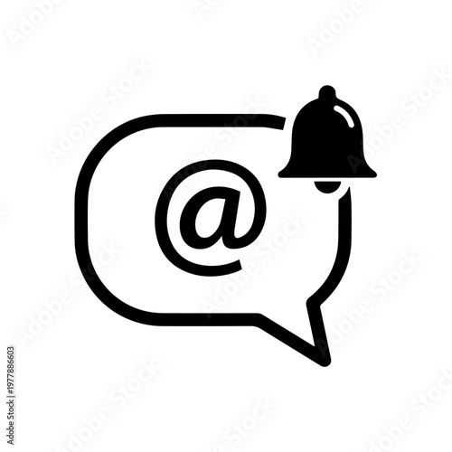 Vector icon of a chat mention notification with an alarm bell