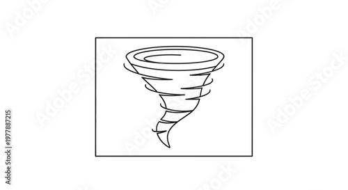 Tornado Swirl Icon, Twister Weather Symbol, Cyclone Line Art
