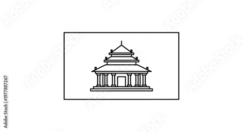 Traditional Asian Temple Building Outline Icon