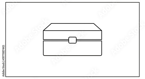 Simple line drawing of a closed treasure chest with a latch