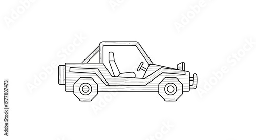 Simple Line Drawing of a Dune Buggy or Off-Road Vehicle