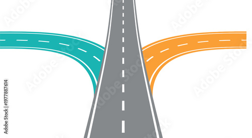 A diverging road illustrates choices and pathways with distinct directions