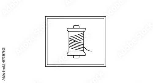Simple Line Art Icon of a Spool of Thread