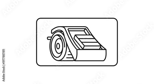 Simple Line Art Icon of a Tape Dispenser with Roll of Tape