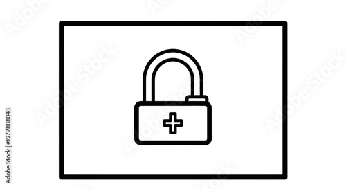 Secure Medical Data Lock Icon: Digital Health Security and Privacy Concept
