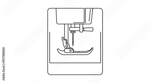 Sewing Machine Needle and Presser Foot Close-up Line Art Icon