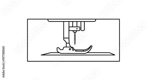 Sewing Machine Needle and Presser Foot Close-up, Sewing Fabric, Crafting and Tailoring