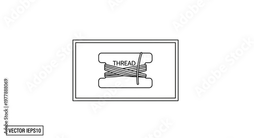 Sewing Needle and Thread Spool Icon Vector Illustration