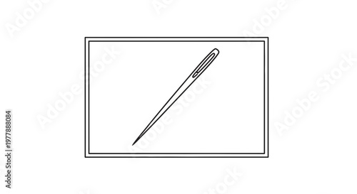 Sewing Needle Icon - Simple Line Art Illustration on White Background