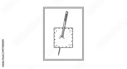 Sewing Needle Piercing Fabric Square with Thread