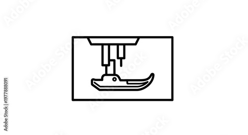 Sewing Machine Presser Foot Icon - Close-up Line Art Illustration