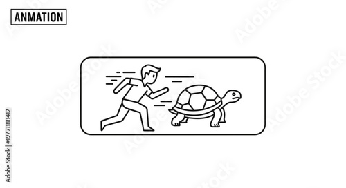 Man Running Fast vs Slow Turtle Race Animation Concept