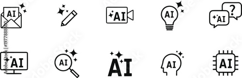 Artificial intelligence icons diverse representations of ai technology and concepts