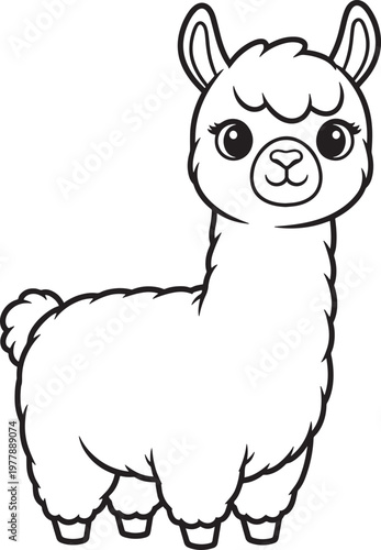 cute cartoon alpaca face with big eyes vector illustration