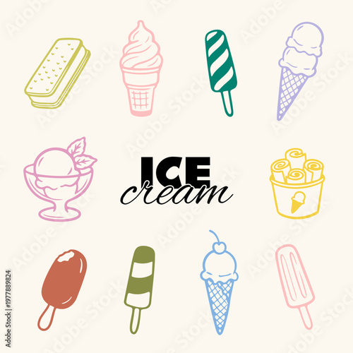 Colorful Ice Cream Collection