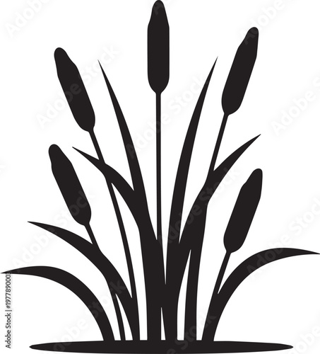 Swamp Reed Plant Silhouette Vector